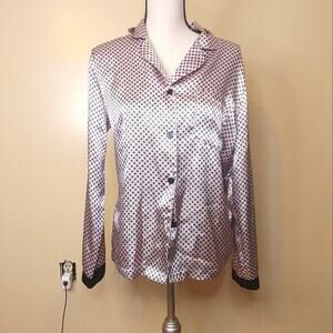 Linea Donatella Pink Black Size Small S Soft Smooth Pajama Long Sleeve Shirt